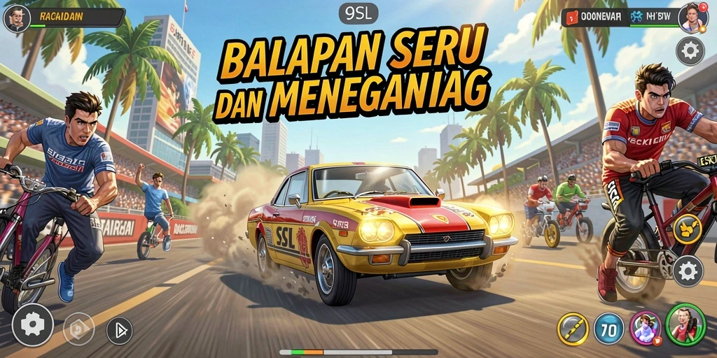 Gameplay Racing mendebarkan dengan berbagai jenis balapan.