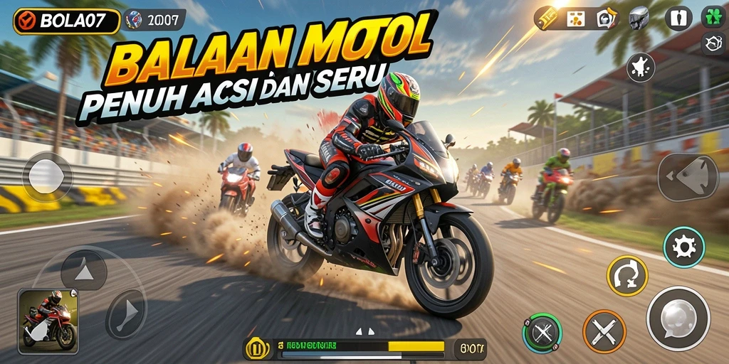 Gameplay seru BOLA07 dengan balapan motor yang menegangkan.
