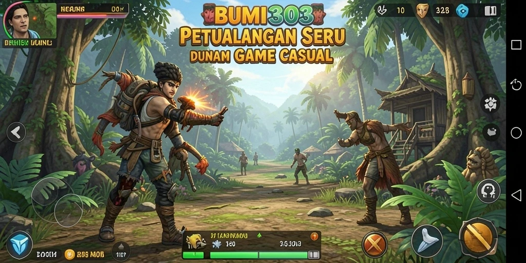Tampilan gameplay menarik dari BUMI303 yang penuh warna.