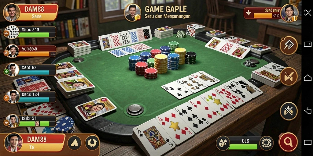 Screenshot gameplay DAM88 menampilkan serunya permainan Gaple.