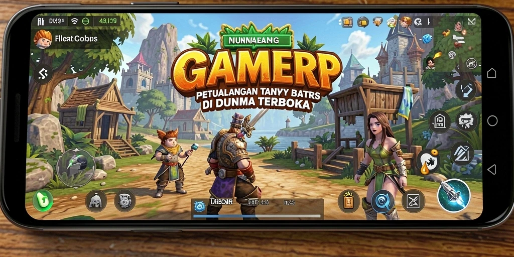 Screenshot GAMERP menampilkan petualangan seru di dunia terbuka.