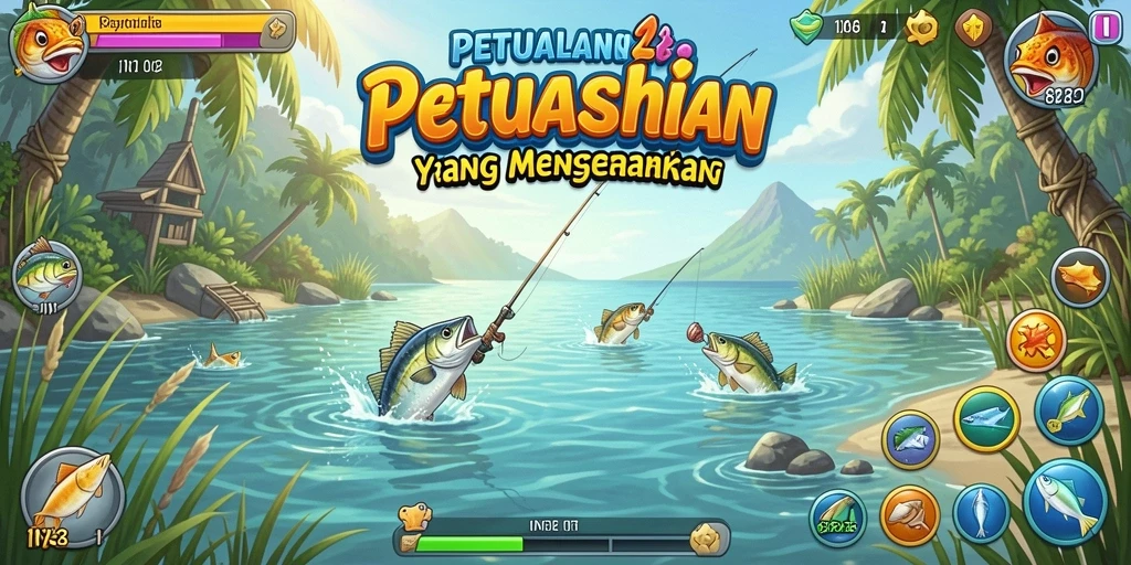 Gambaran gameplay IN22 dengan aktivitas memancing yang seru dan menarik.