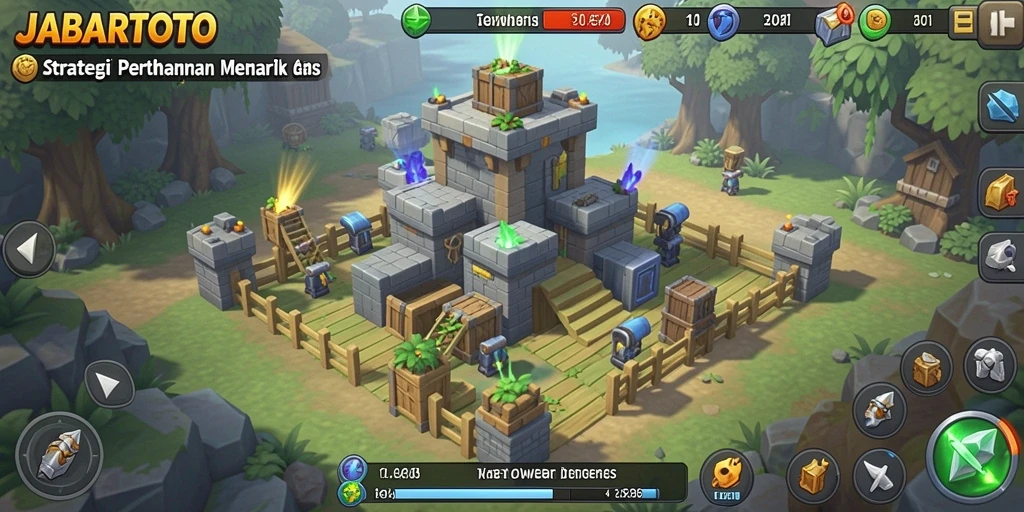 Screenshot JABARTOTO menampilkan gameplay menegangkan di Tower Defense.