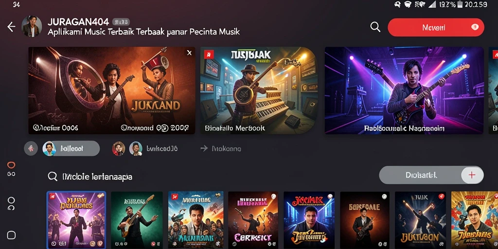 Screenshot gameplay JURAGAN404 yang menunjukkan fitur karaoke dan antarmuka musik.