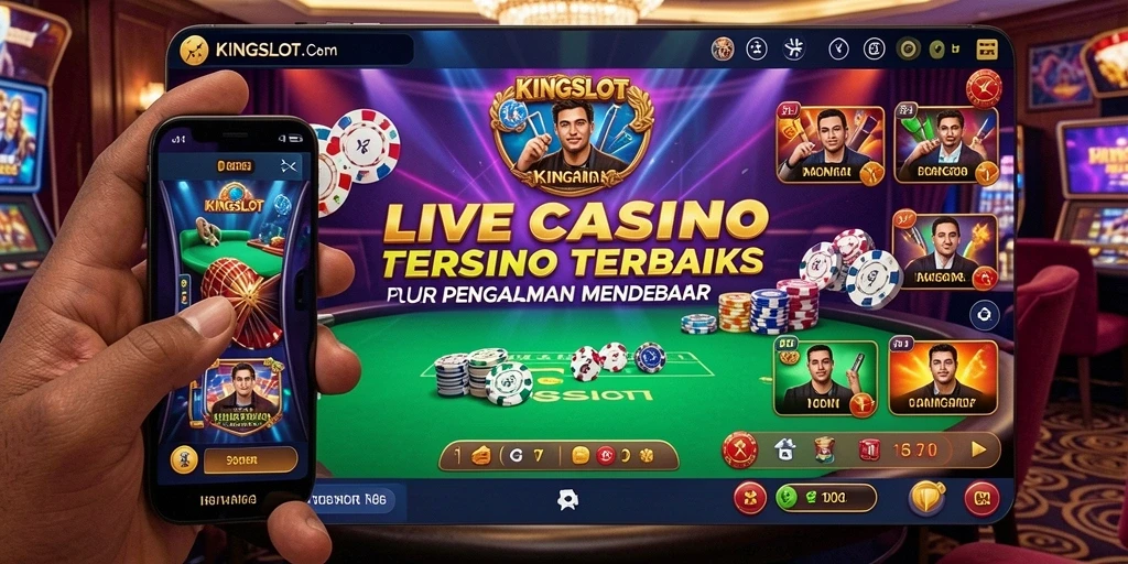 Tampilan gameplay mendebarkan di KINGSLOT dengan dealer langsung.