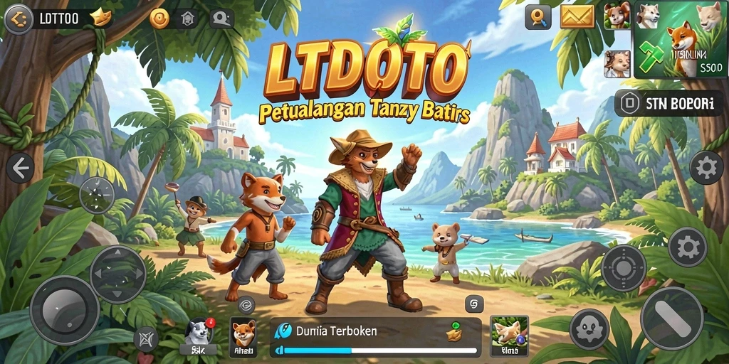 Tampilan gameplay LTDTOTO dengan pemandangan indah dunia terbuka.