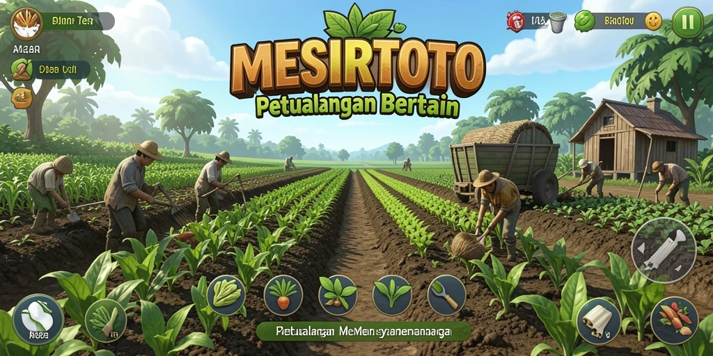 Tampilan gameplay bertani yang menarik dalam MESIRTOTO.