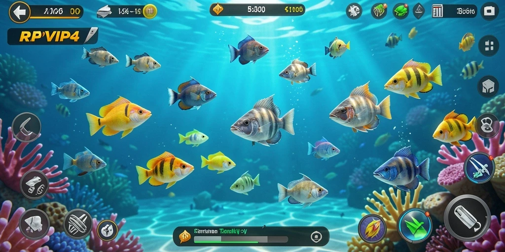Tampilan gameplay RPVIP4 yang memikat saat menembak ikan.