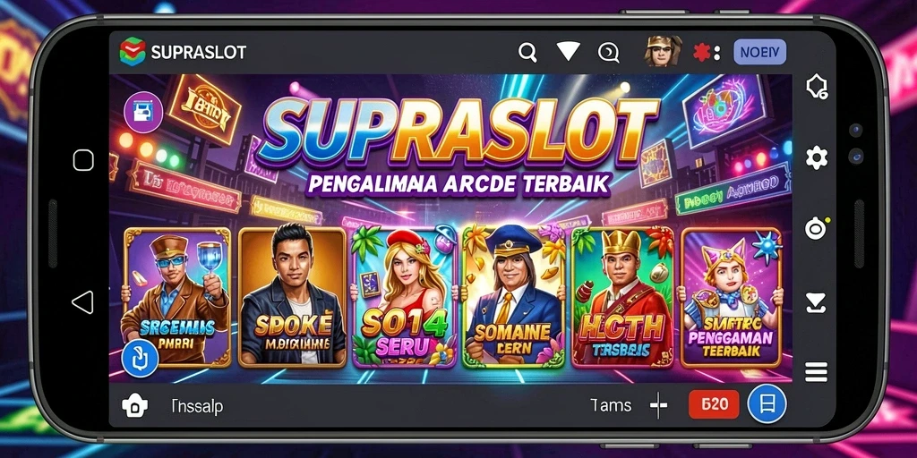 Tampilan gameplay seru dalam SUPRASLOT yang penuh warna.