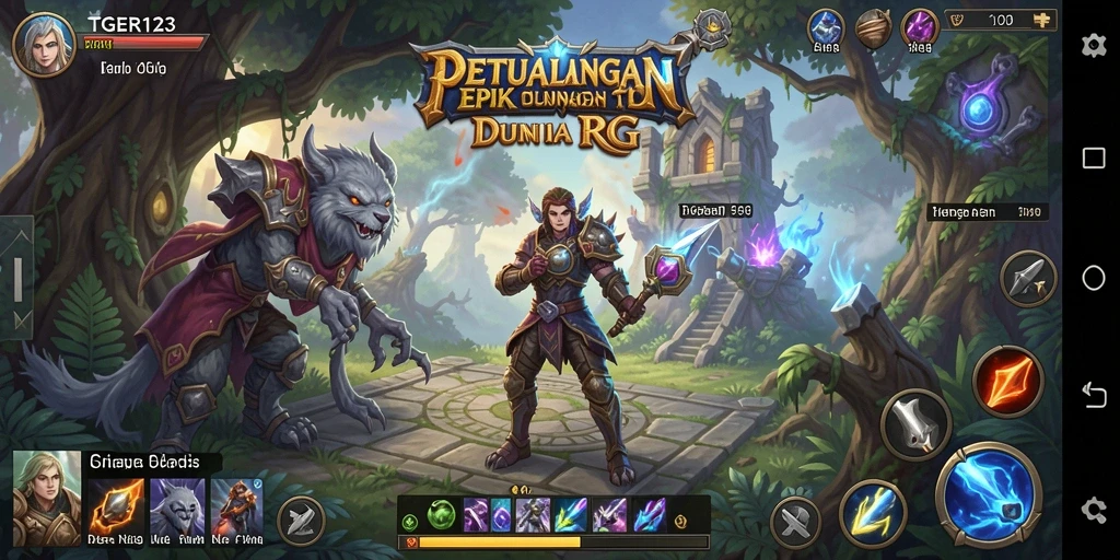 Screenshot TGER123 menampilkan aksi seru dalam pertarungan RPG.