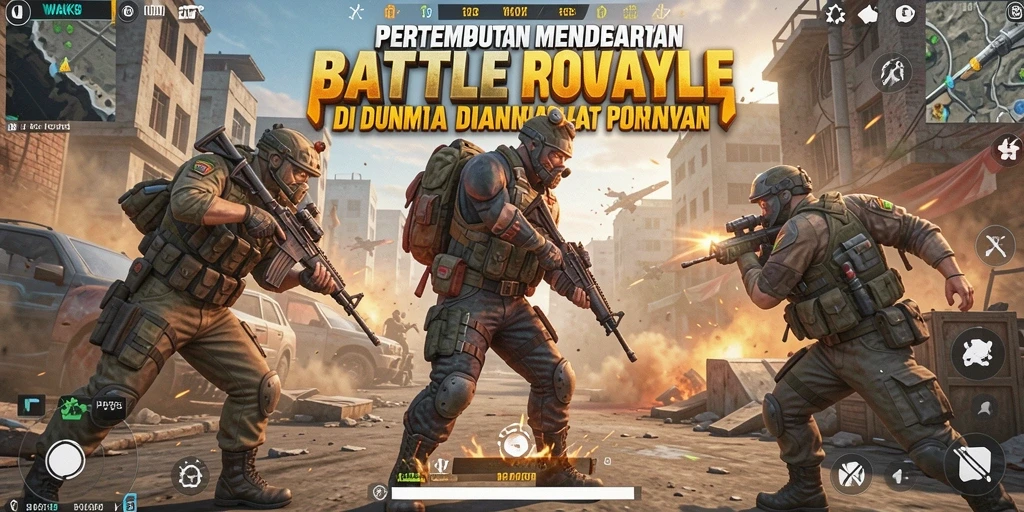 Screenshot gameplay WAK89 menunjukkan pertempuran intens di arena Battle Royale.