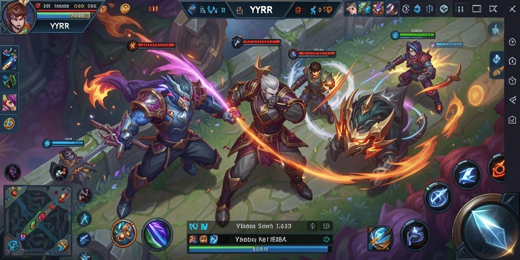 Tampilan aksi seru dalam pertandingan MOBA YYRR.